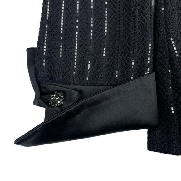 ST. JOHN COLLECTION Evening Paillette Striped Jacket Sz 6 Black - Picture 10 of 10